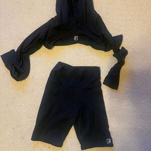 Bombshell Sportswear Black Crop Top and shorts